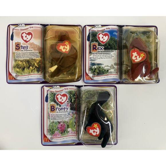 McDonald’s Happy Meal Teenie Beanie Babies 2000 Dinosaur Trio Bundle(3pcs) - Picture 1 of 11